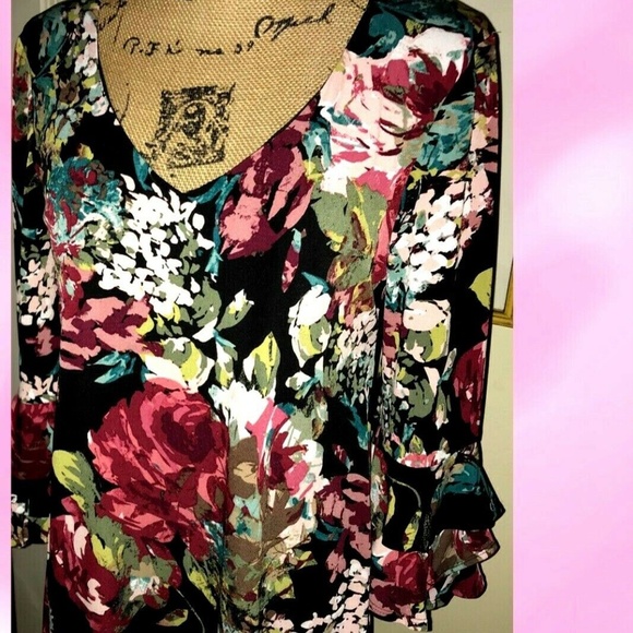 CONNECTED APPAREL BOLD FLORAL PRINT SWING DRESS~6 - Picture 4 of 5